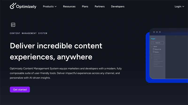 Screenshots of different content management system dashboards including WordPress, Contentful, and Optimizely
